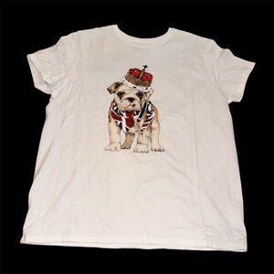 London UK English Bulldog Wearing Royal Regalia Unisex Short Sleeve Tee Large